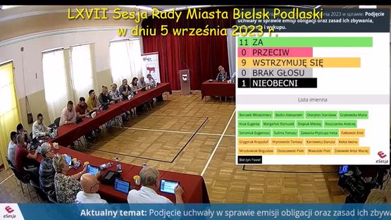 000. Nagranie z LXVII Sesji Rady Miasta Bielsk Podlaski 5 IX 2023 r.