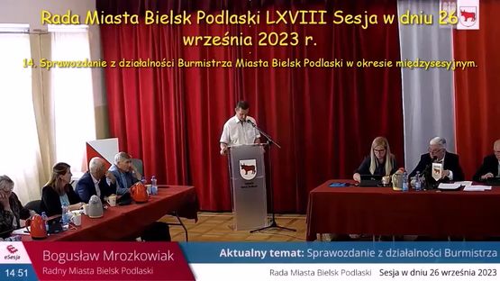 005. Sprawozdanie i sprawy różne – LXVIII Sesja Rady Miasta Bielsk Podlaski