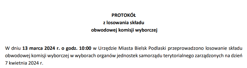 005. Losowanie do obwodowych komisji wyborczych na terenie Bielska Podlaskiego